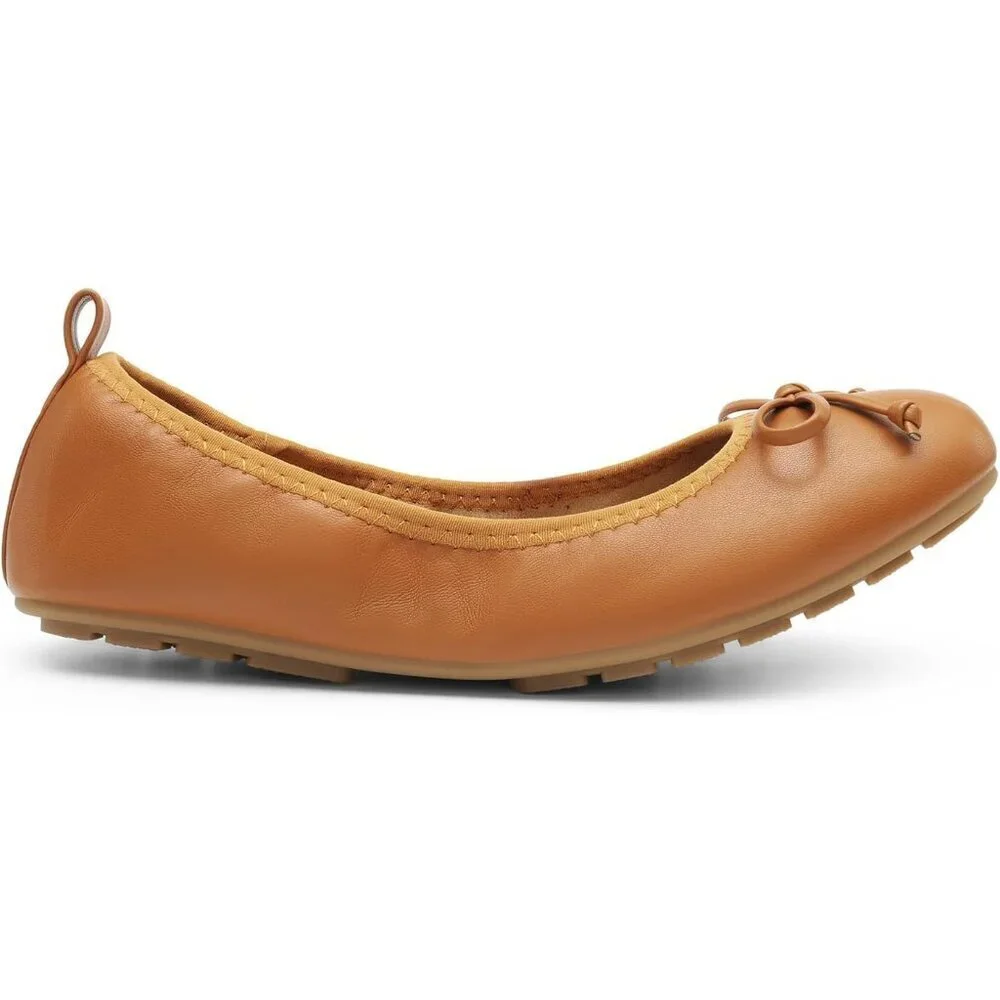 Women's Brown Bowknot Round Toe Comfort Light Weight Slip-on Foldable Flats